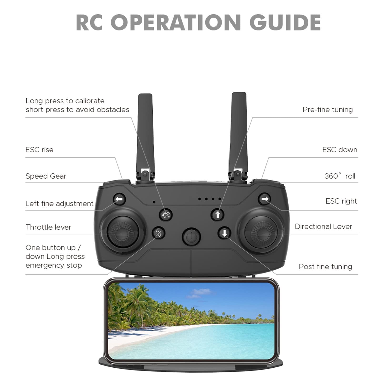 Dron z kamerą 1080P dla dorosłych i dzieci, składany quadcopter zdalnie sterowany FPV z optycznym pozycjonowaniem przepływu, najazd 360 stopni, dostrajanie w czterech kierunkach, z