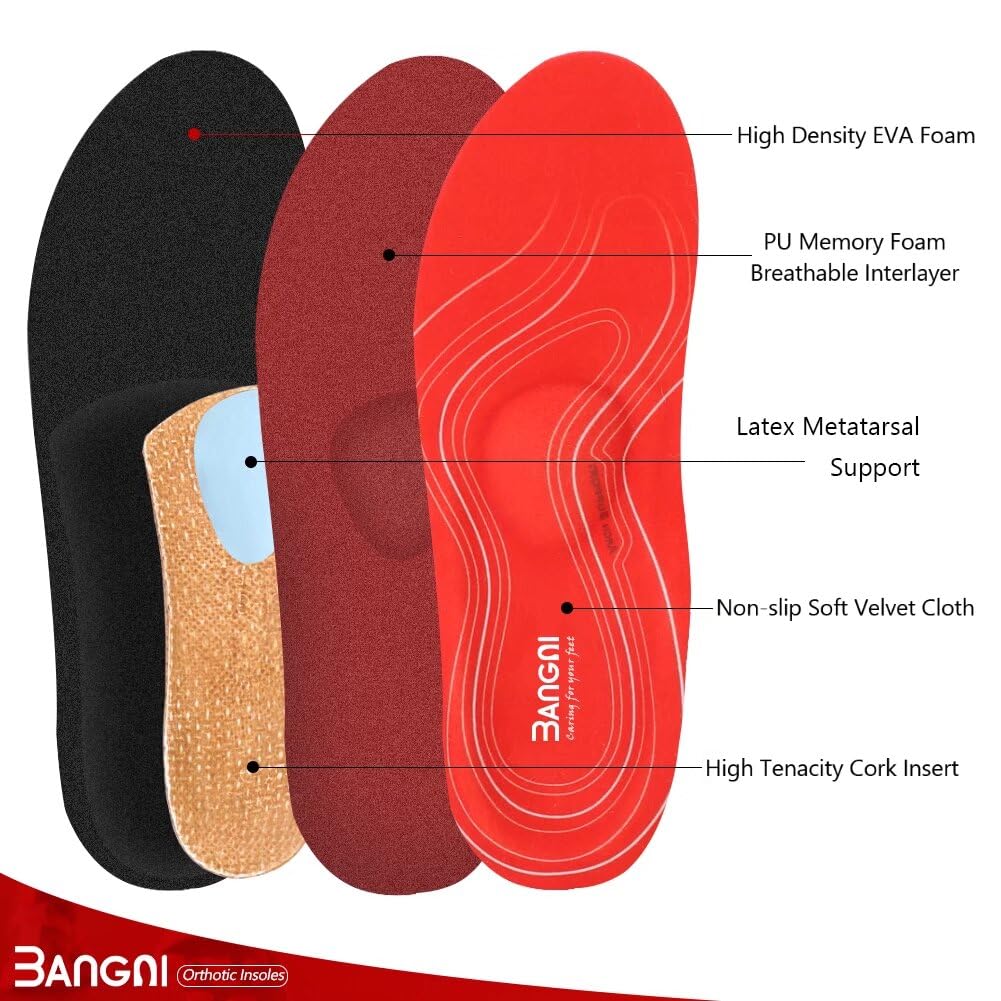 3ANGNI Orthopädische Einlegesohlen Plattfuß Einlagen, Schuheinlagen Orthopädische, Fersensporn Einlagen Senkspreizfuß, Plantarfasziitis, Bequem Fußgewölbe für Damen und Herren Orthopedic Insoles
