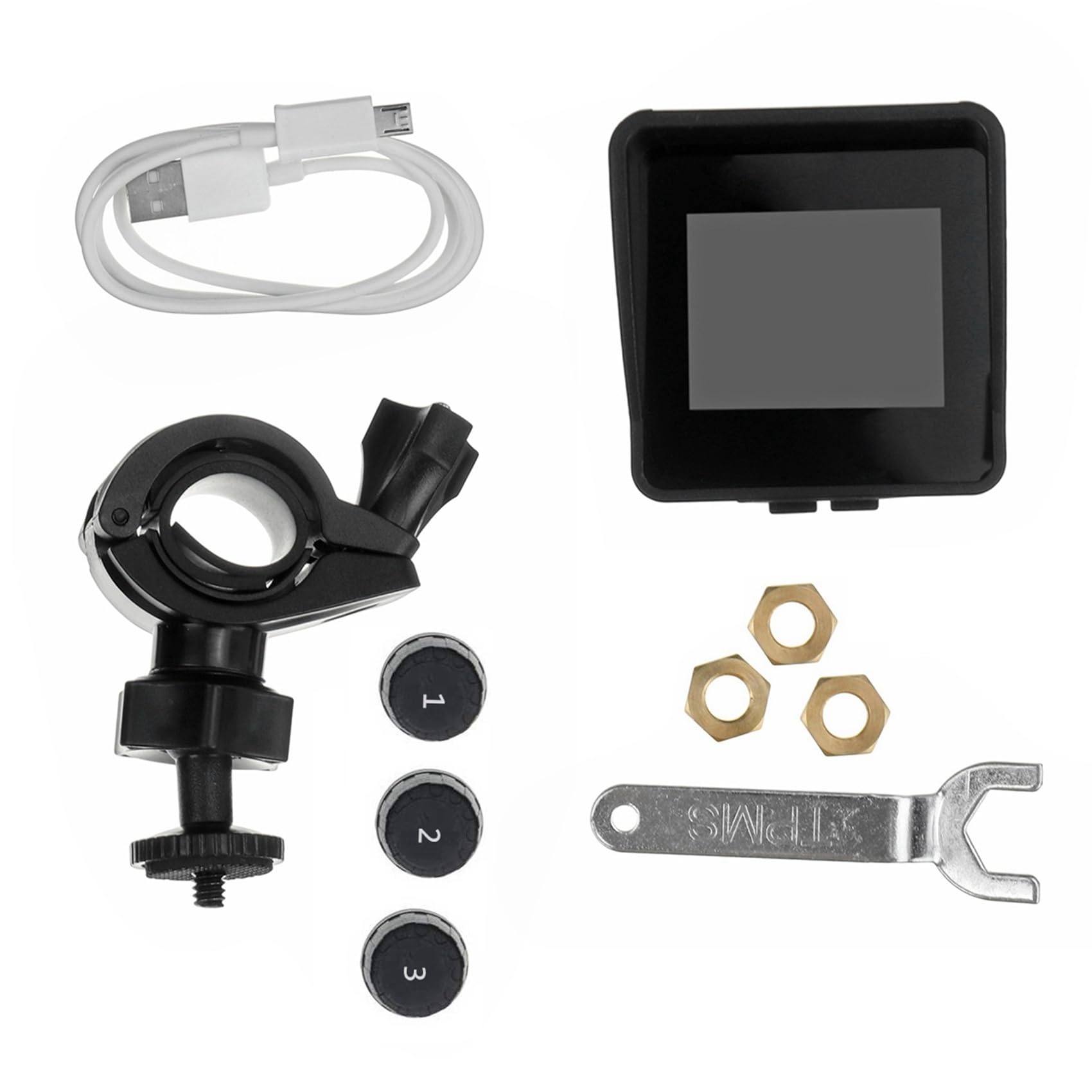 2 x solarny bezprzewodowy system monitorowania ciśnienia w oponach motocyklowych, TPMS, wyświetlacz LCD, 3 czujniki zewnętrzne