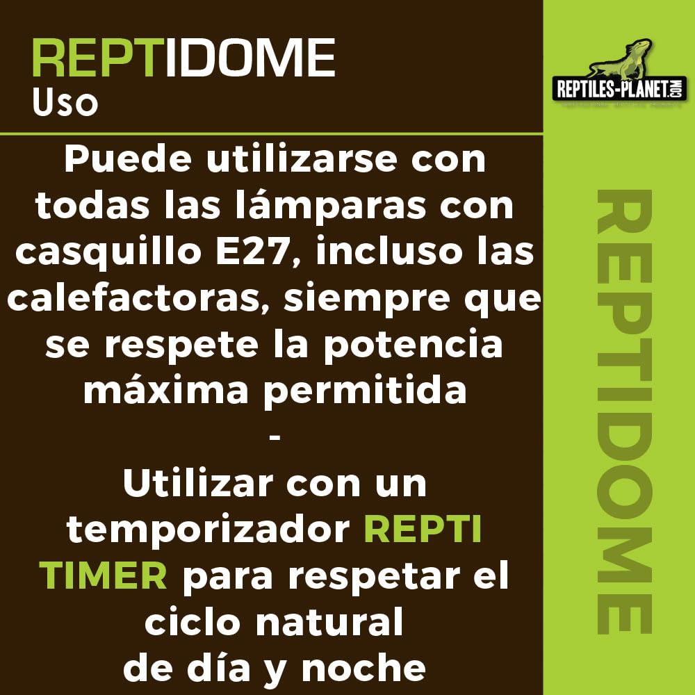 Reptiles Planet - Reptidome 14 - Soporte de Bombilla para Colgar o Colocar en el terrario, diámetro 14 cm, Altura 18,2 cm