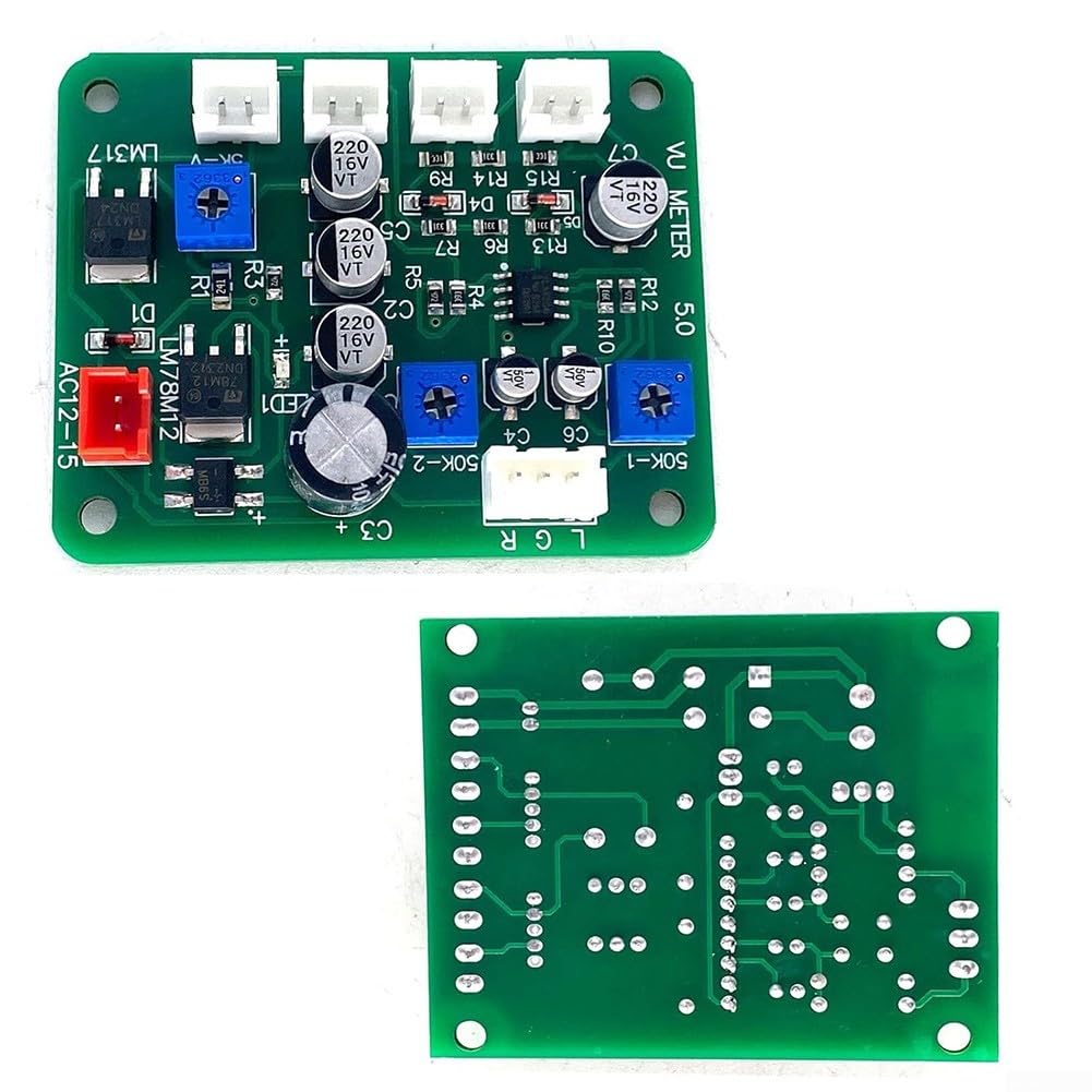 Lot de 2 VU mètres 35 mm avec rétroéclairage et pilote de niveau audio adaptés pour l'entrée de signal audio des téléphones, ordinateurs, préamplis et lecteurs MP3 avec alimentation AC 12 V