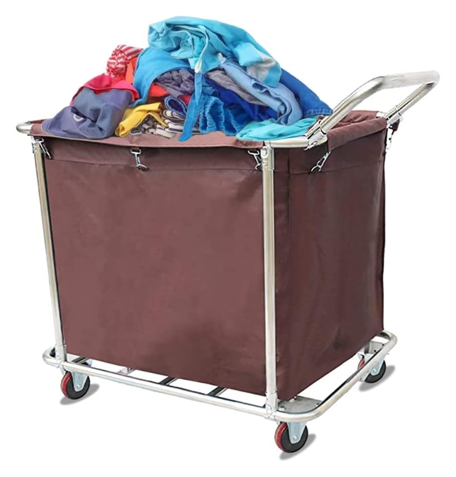 JINMLBO Laundry Cart On Wheels Heavy Duty Laundry Sorter Cart Commercial Laundry Basket with Rolling Wheels,Removable Bags and Stainless Steel Frame, Support 220kg(4 Tube)