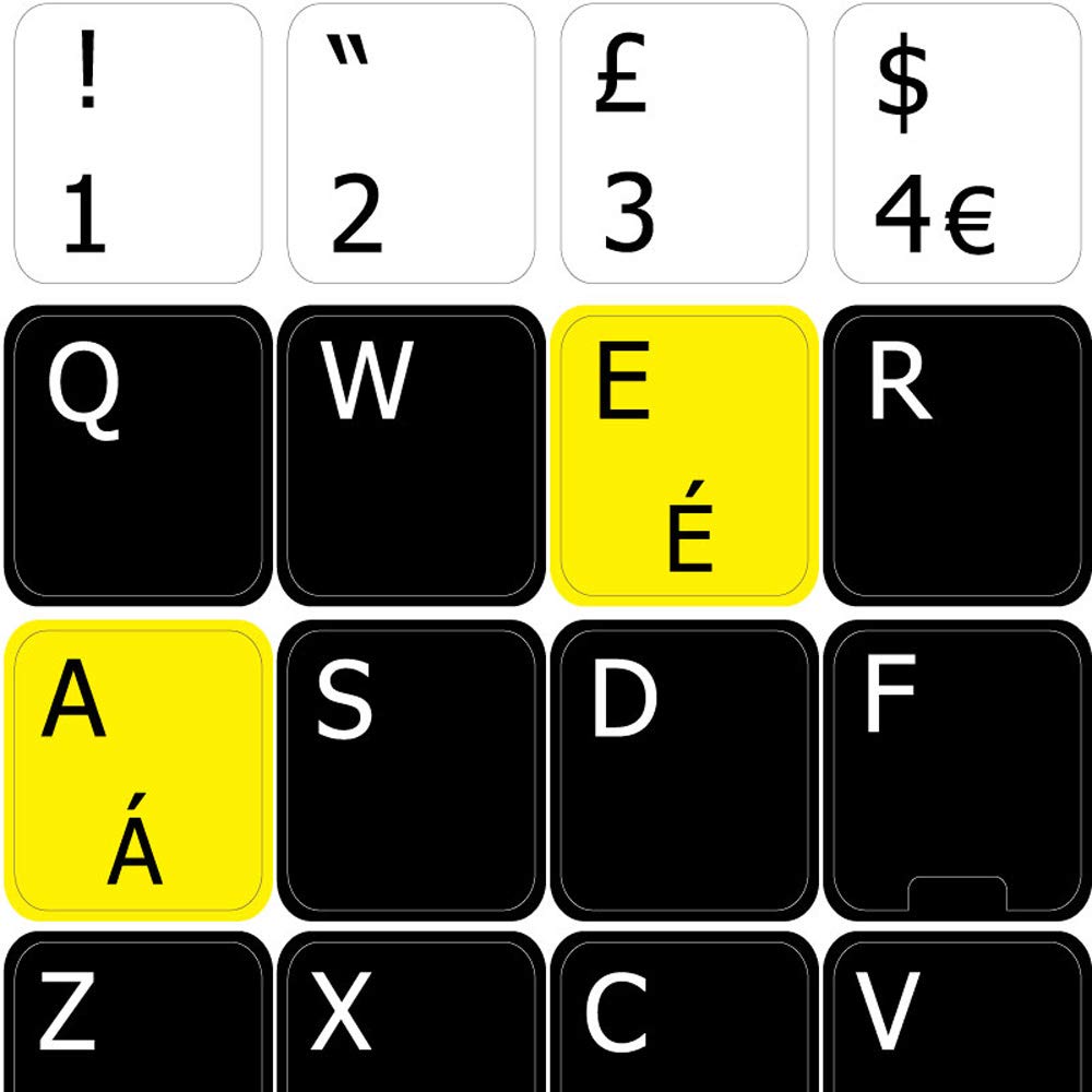LEARNING ENGLISH UK COLORED MAC (APPLE) LABELS LAYOUT for KEYBOARD (DESKTOP, LAPTOP and NOTEBOOK)