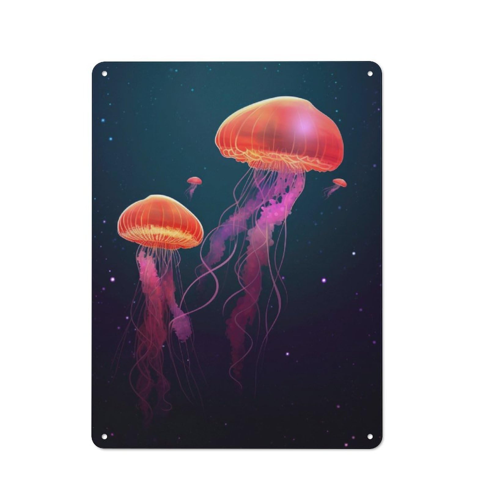 Junmoney Jellyfish Animal Retro Metal Plaque 40X30cm For Lounge Or Reading Corner, Suited To Lounge Decor Fans