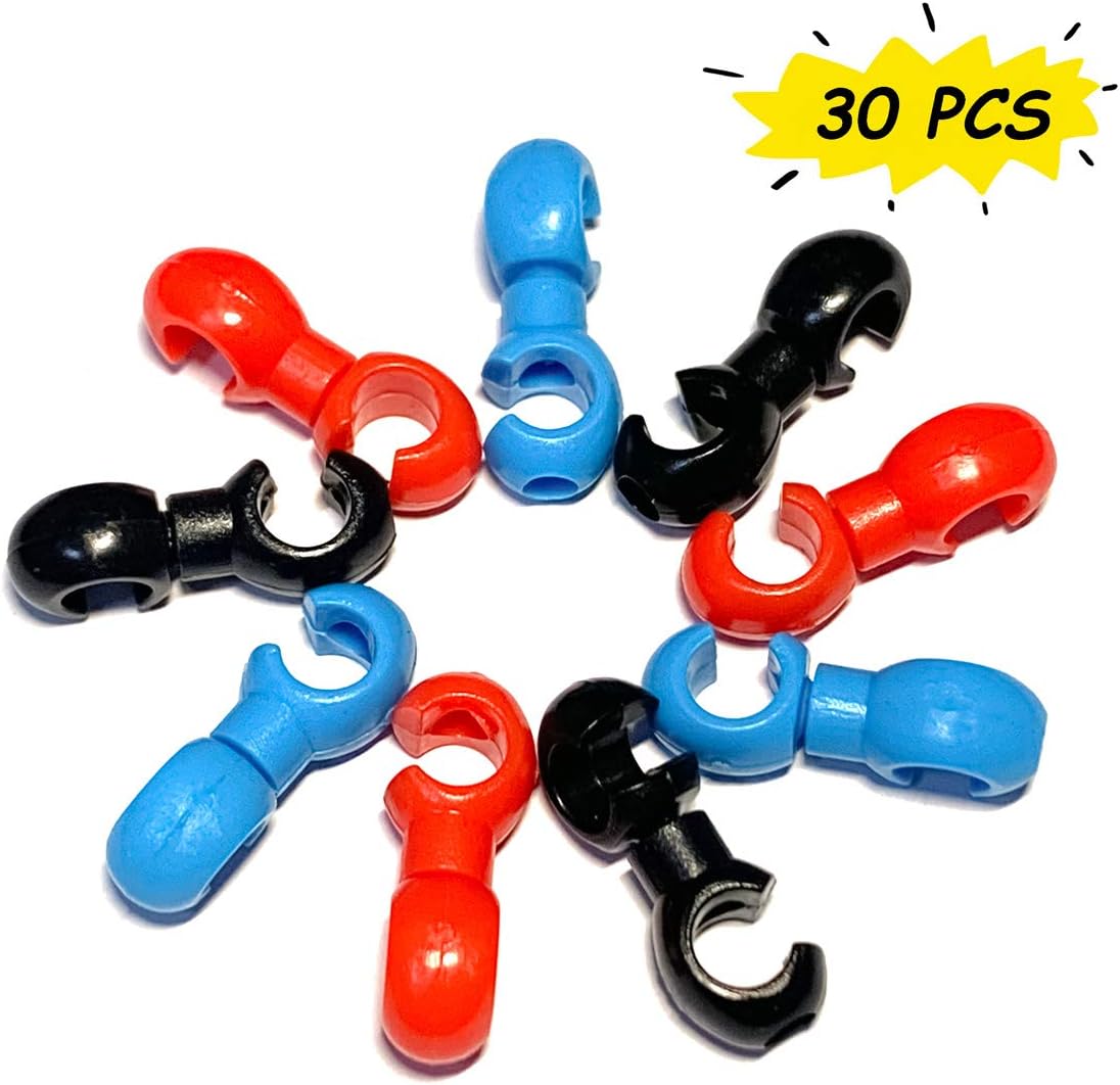 Farbetter 30pcs Rotating S-Hook Clips, Bike Derailleur Shift Brake Cable Housing Fixing Holder Guide Hook, for MTB Road Bike Folding Bike, 30 Pieces Red Blue Black 3 Colors, 10pcs/Color