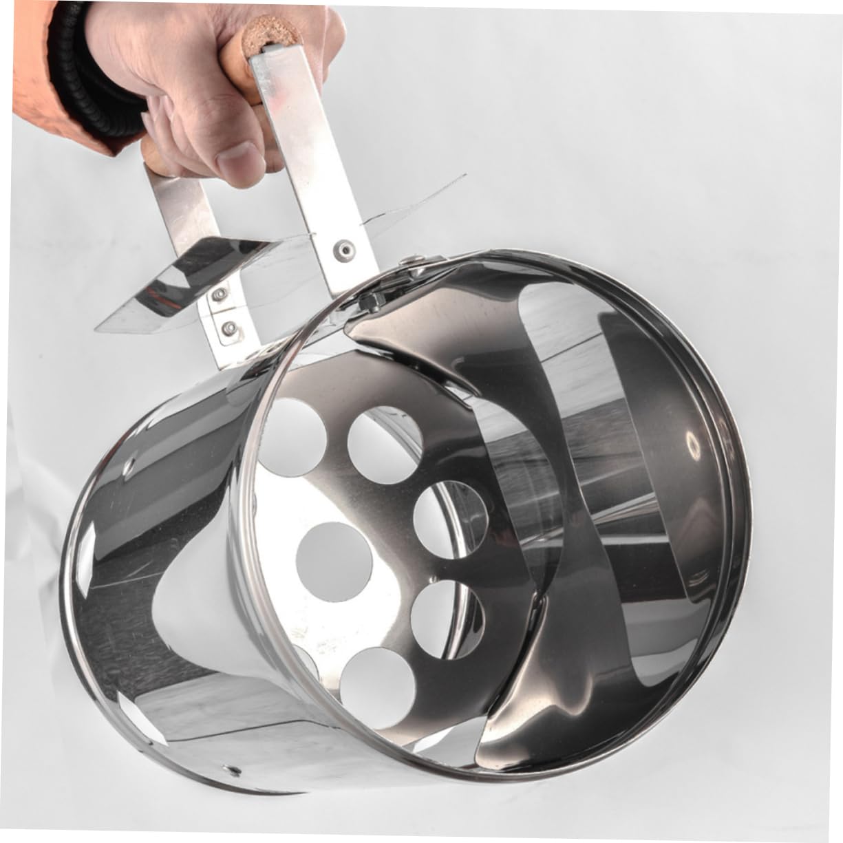 ibasenice Encendedor de Carbón para Chimenea de Metal Plata Reutilizable | Cubo de Encendido para Parrilla Portátil, Uso en Jardín y Viaje, Ignición Rápida con Asa de Madera
