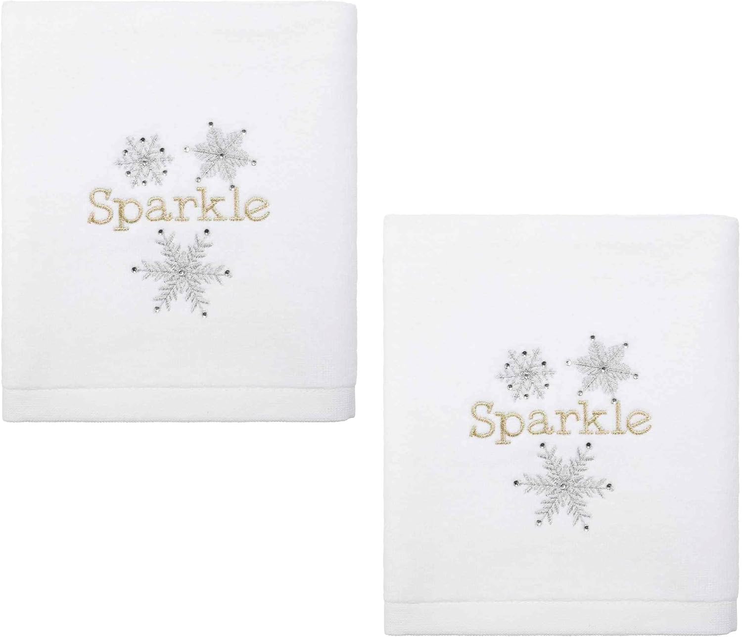 Avanti Linens - Hand Towels, Soft & Absorbent, Ideal Christmas Decorations, Set of 2 (Snowflake Collection)
