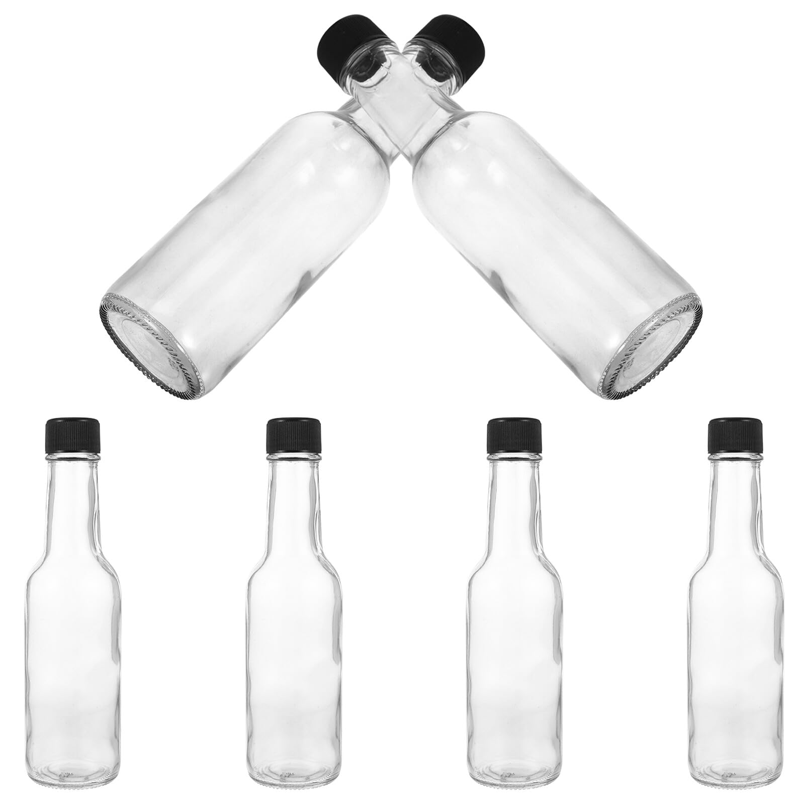 Botellas de vidrio de 150ml para condimentos con tapa, juego de 6 dispensadores de salsas