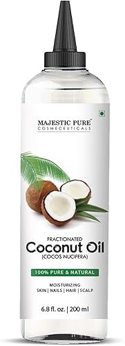 Majestic Pure Aceite de coco fraccionado, aceite de masaje relajante, aceite portador líquido para diluir aceites esenciales, aceite hidratante y