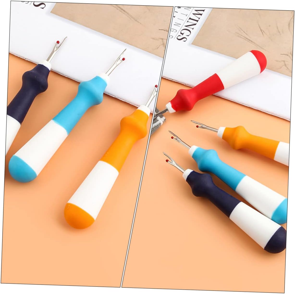 SHINEOFI 2sets Heavy Duty Embroidery Removal Tools Ergonomic Seam Rippers for Quick Stitch Unpicking Portable Thread Cutter for Tailoring and DIY Crafting 4pcs*2