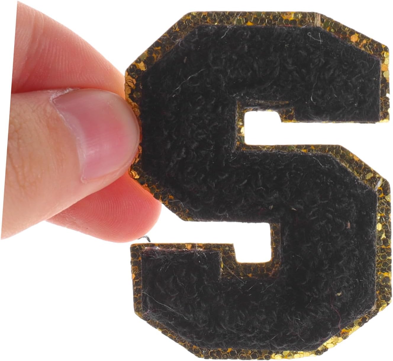 26pcs Black Embroidered Letter-Shaped Sewing Patches with Gold Edges, Decorative Back Patches for Clothing Repair and Coat Decoration, Multi-Function Fabric Appliques for DIY