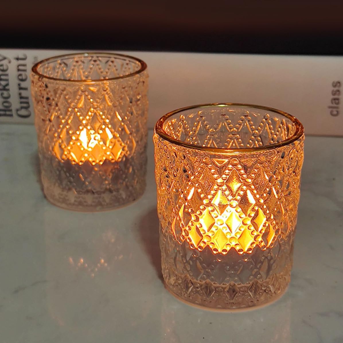 jojofuny 12 Stück Transparente Glas Kerzenhalter mit Goldrand für Romantisches Kerzenlicht zum Abendessen und Stilvolle Wohnzimmer Tischdeko Sicher und Elegant