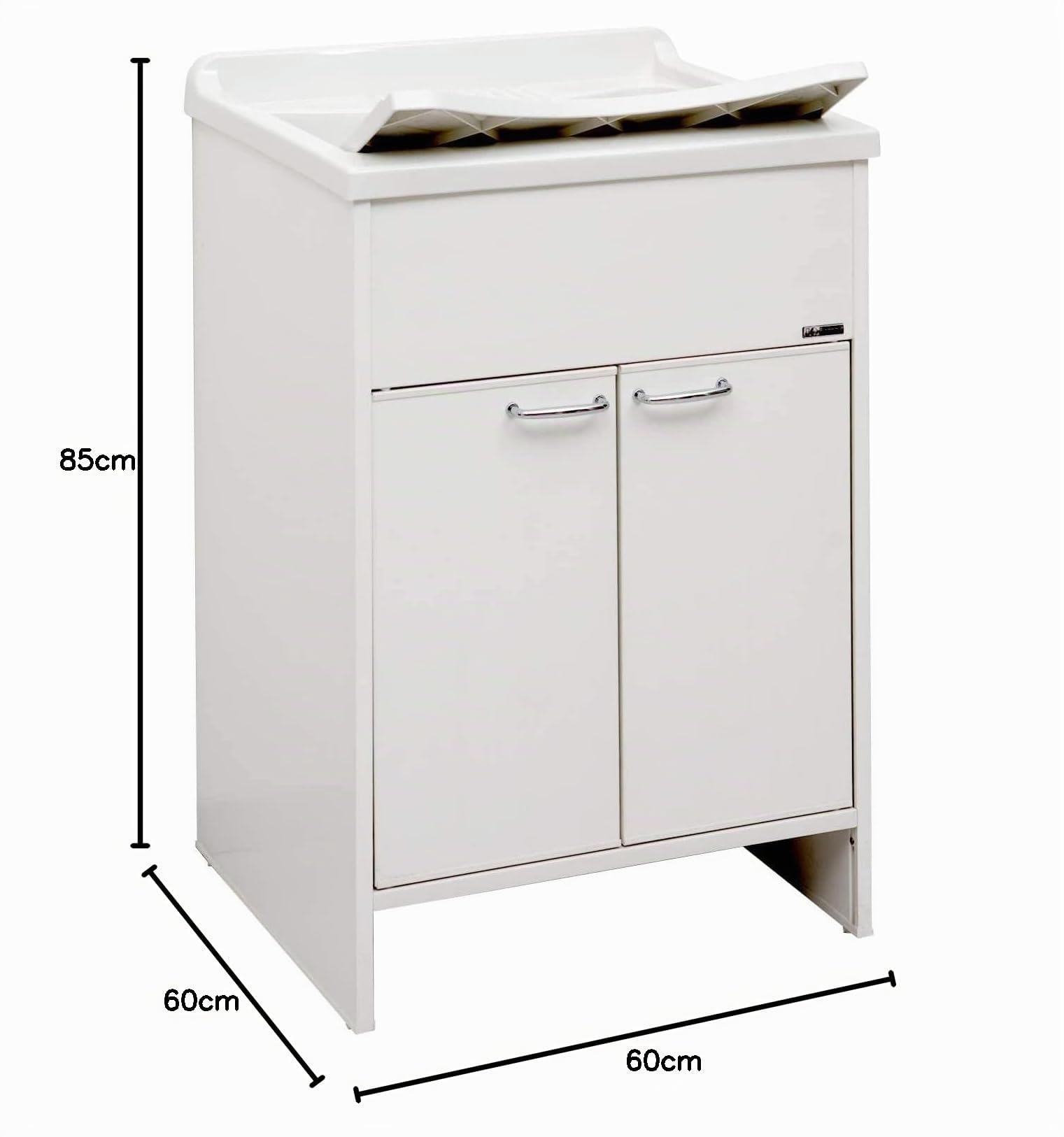 Jo-Bagno.it Lavatoio Lavanderia da esterno giardino e terrazzo salvaspazio in Resina e PVC Bianco, Vasca e Tavola in Plastica 60 x 60 x 85 cm