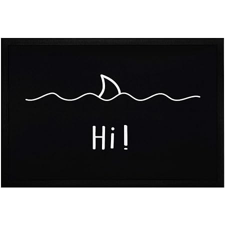 MoonWorks® Fußmatte mit Spruch Begrüßung Hi Hai-Fisch Flosse Wellen ironisches Wortspiel rutschfest & waschbar schwarz 60x40cm