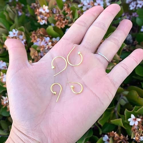 Miniatura 3 de Adabele Authentic Sterling Silver C Hoop Huggie Earrings 10mm 15mm 20mm with 3mm Dot Hypoallergenic Nickel Free Women Jewelry