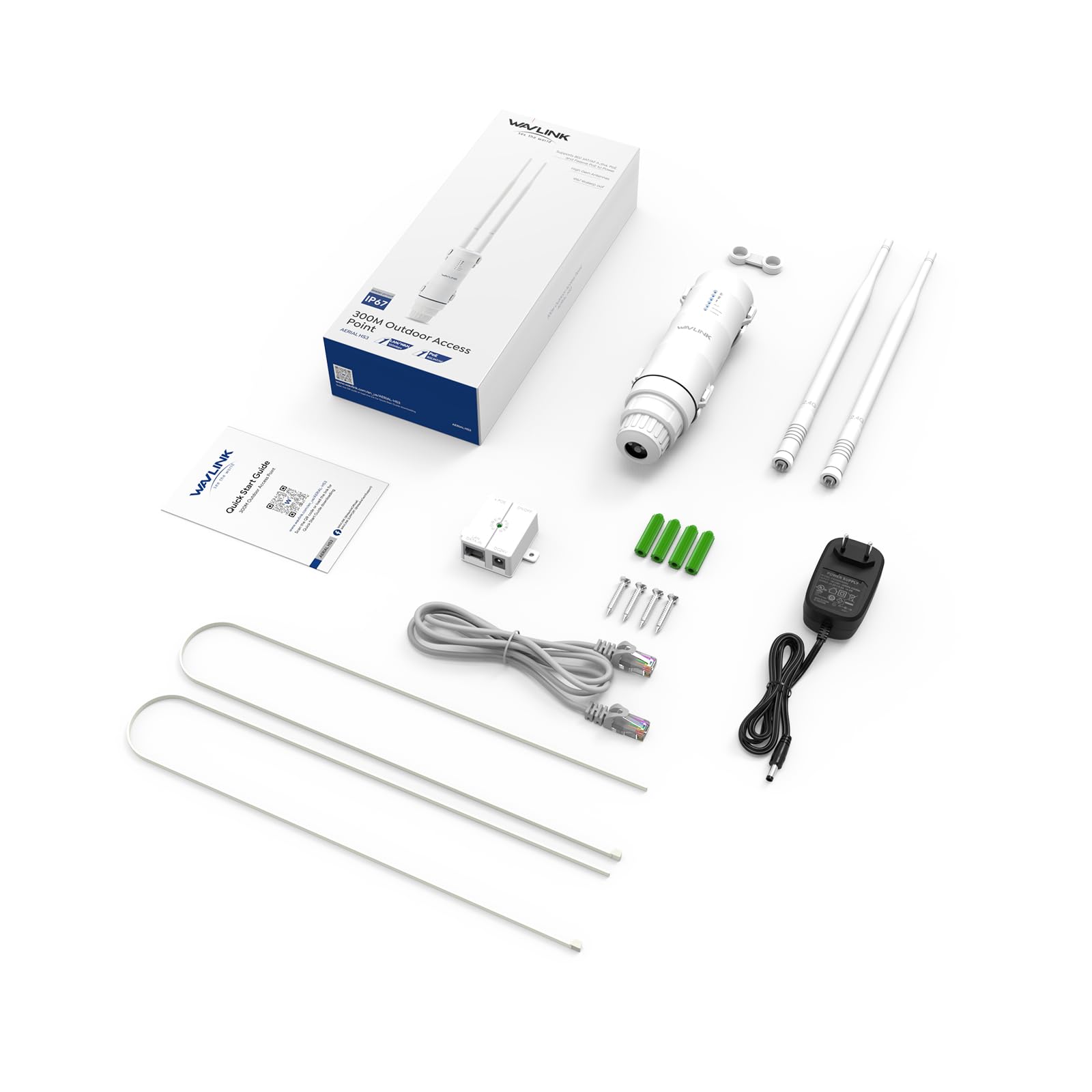 WAVLINK Repetidor WiFi Largo Alcance WiFi Exterior Potente, Amplificador Señal WiFi Antena WiFi Extender Wavlink N300 2.4G, Outdoor PoE Punto de Acceso WiFi, para Grandes Espacios Remotos