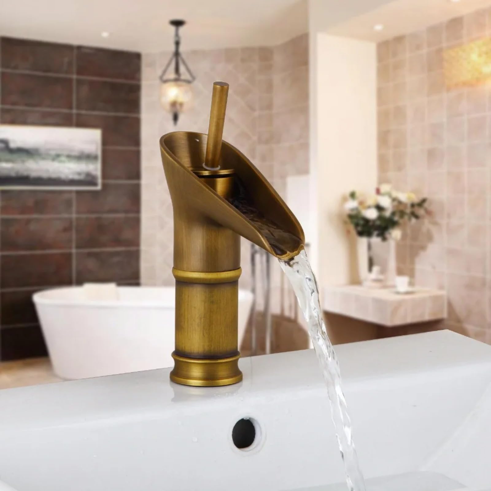 Robinet de lavabo en laiton rétro avec mitigeur eau chaude et froide fluide