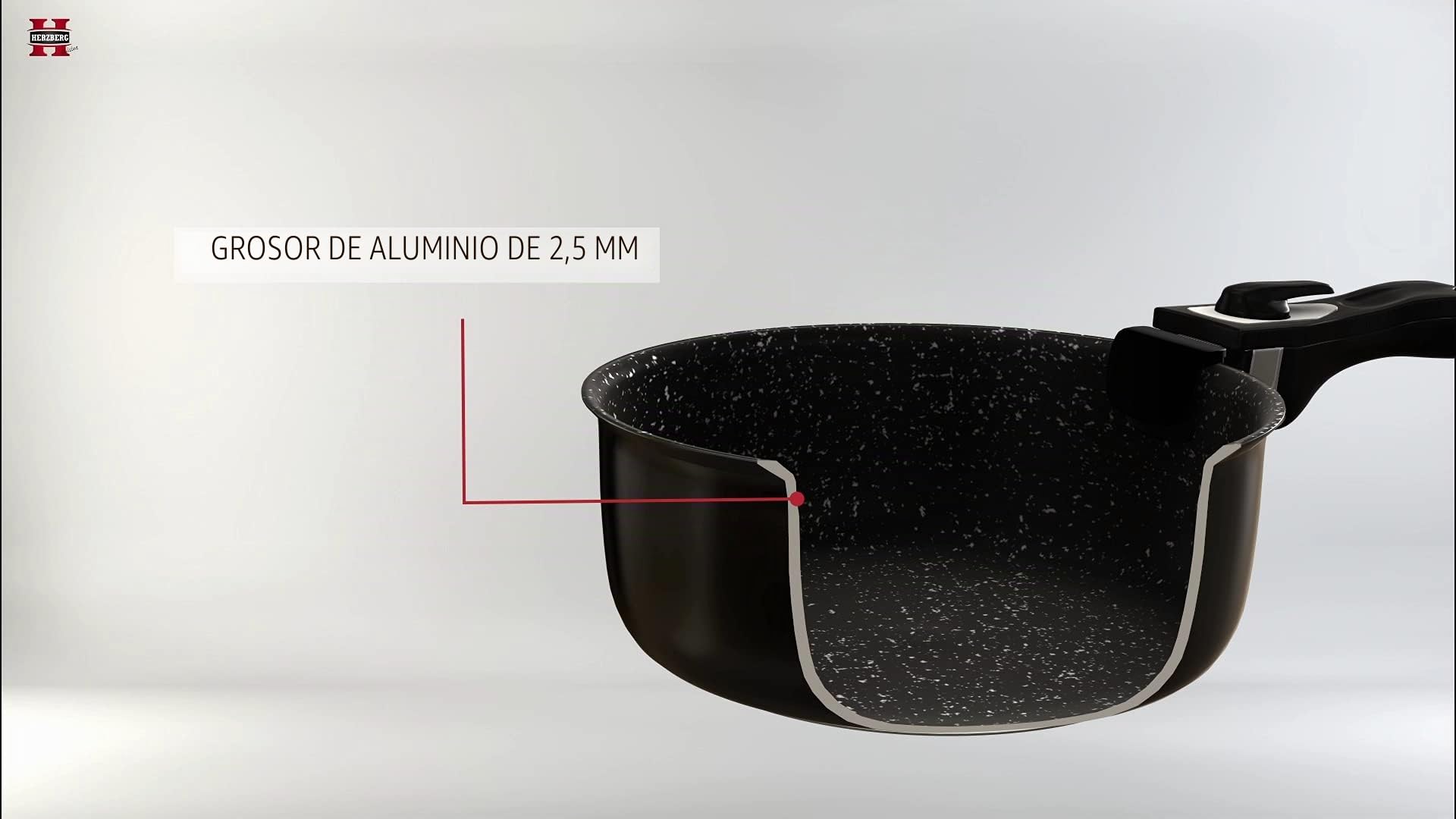 Herzberg Batería de Cocina - Batería de inducción - Juego de ollas y sartenes para todo tipo de placas - Juego de cocina con revestimiento de piedra y mango extraíble 10 piezas HG-5000 Burdeos