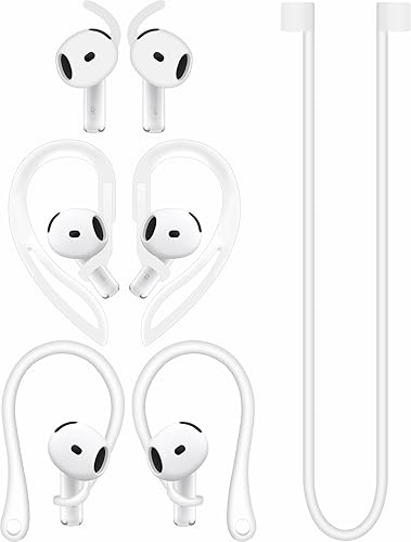 A-Focus Juego antideslizante para AirPods 4 de silicona con ganchos ajustables para las orejas, diseño ergonómico con alas, puntas de gancho en