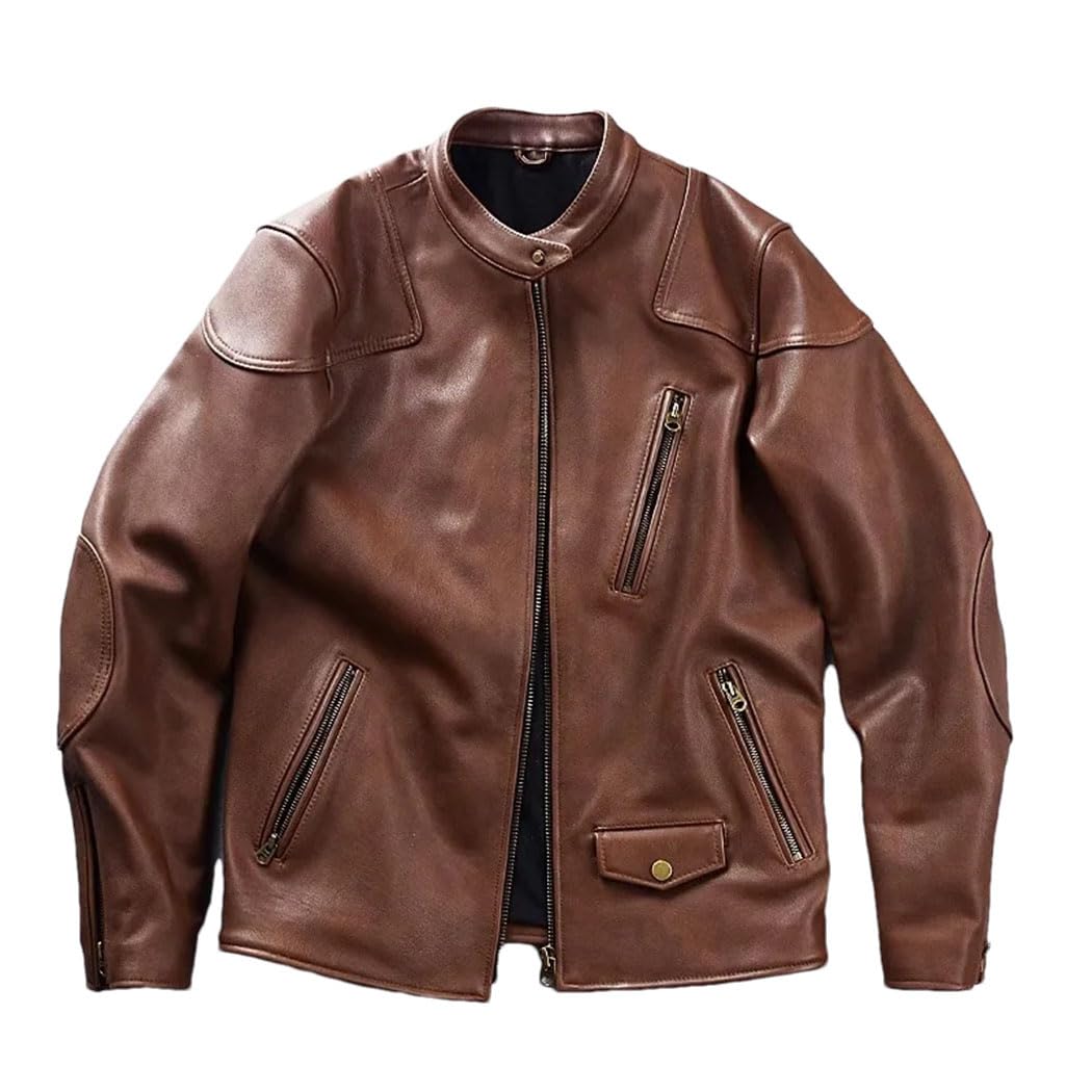 Mens Stand Collar Refined Jacket Motorcycle Lightweight Utility Fit Outwear