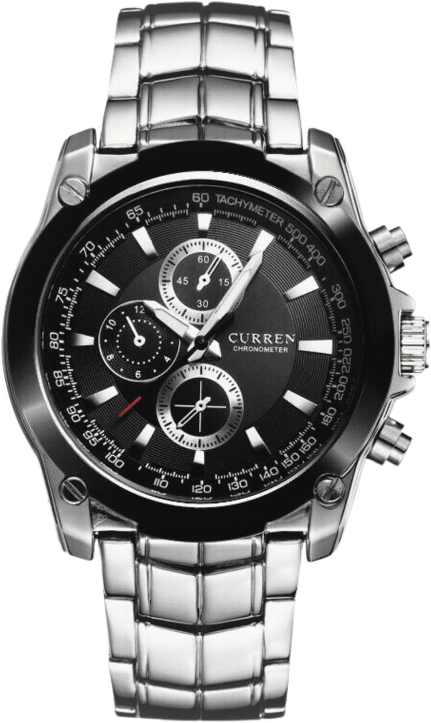 keywins Curren Stylish Quartz Movt Stainless Steel Analog Watchband Mens Wrist Watch-8023White, Black