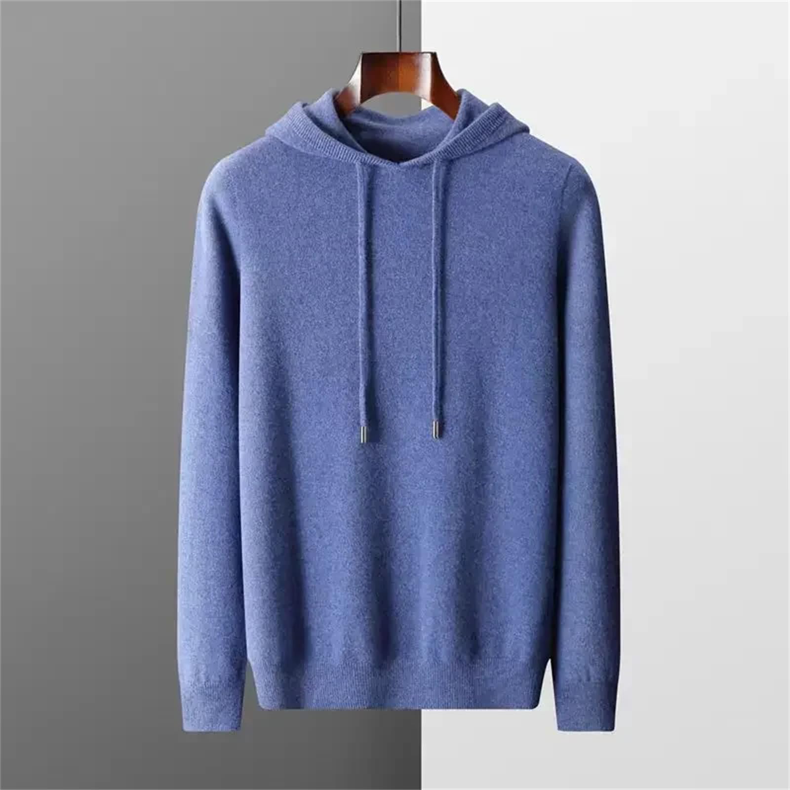 Yeuyyben Inverno Uomo Cashmere Maglione Con Cappuccio Colletto Lavorato A Maglia Pullover Casual Manica Lunga Top