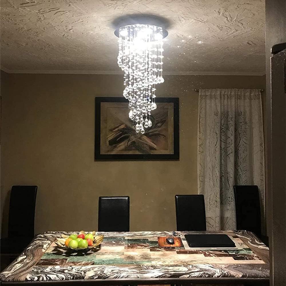 Contemporary LED Stair Pendent Lamp Modern Crystal Chandelier Idyllic Home Dining Table Suspended Light