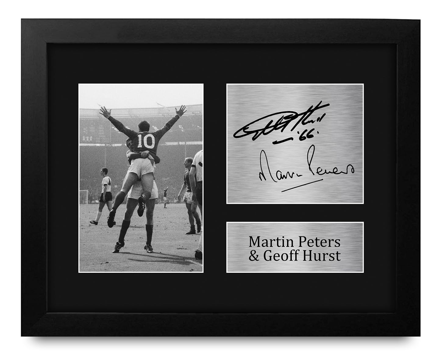 HWC Trading Geoff Hurst & Martin Peters England Framed Gifts Printed Signed Autograph Picture for Fans and Supporters - US Letter Size