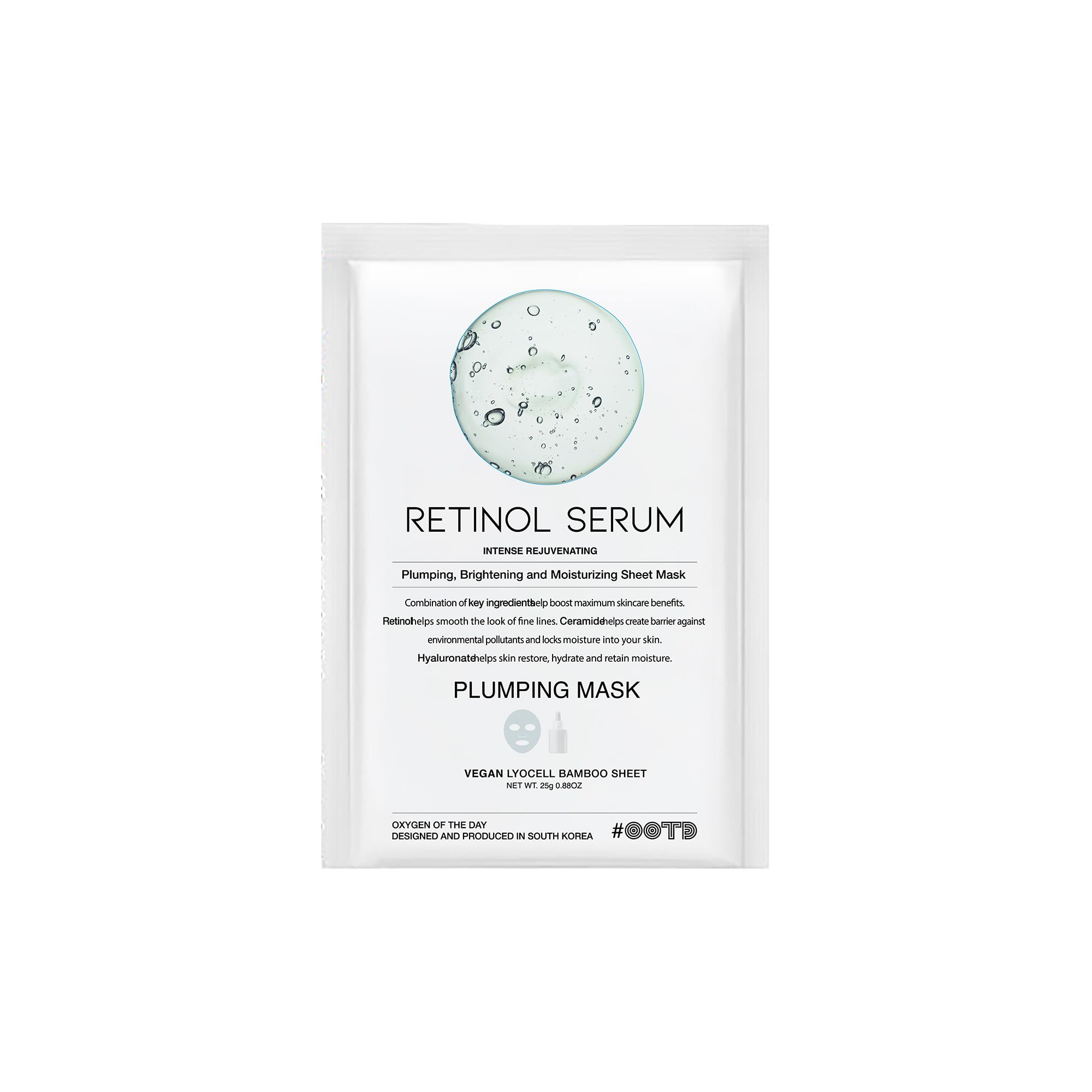 #OOTD Retinol Sheet Mask – Masque au rétinol pour renouveler et adoucir la peau. Idéal pour lutter contre les signes de l'âge. Soin végan et beauté coréenne (Lot de 1)