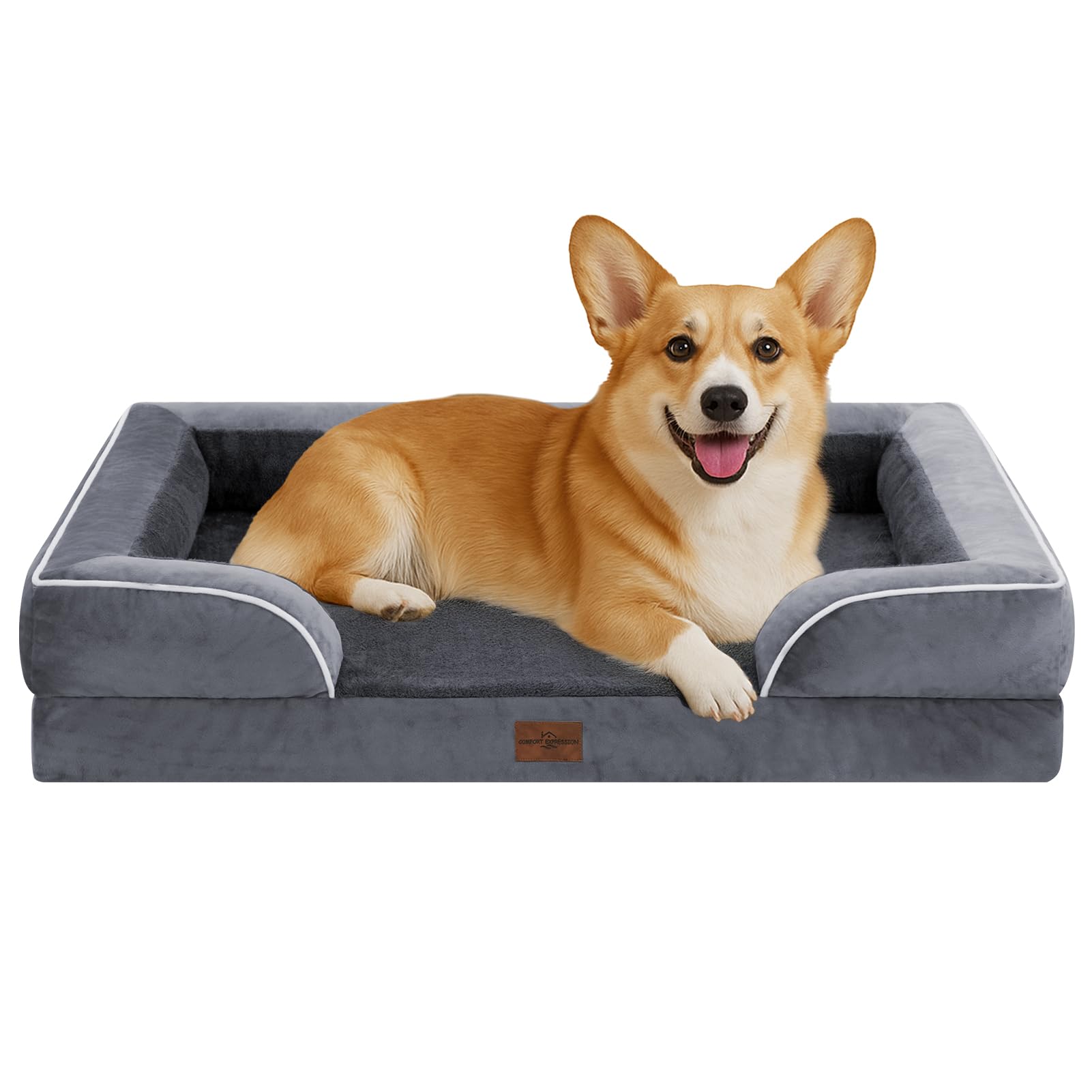 Comfort Expression Cama ortopédica para cães grandes, 89 x 55 cm, impermeável com suporte