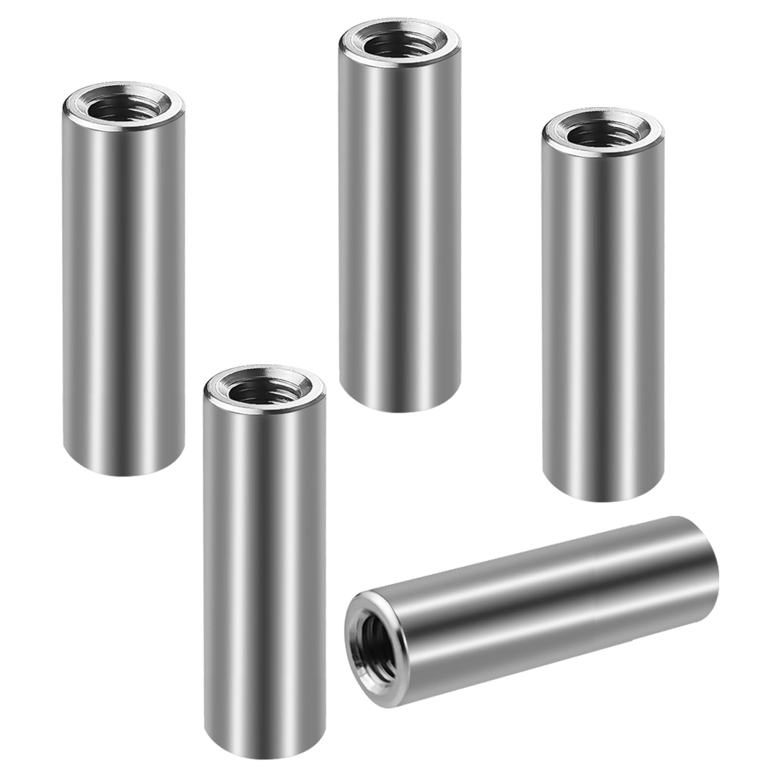 Manicotti filettati rotondi M5 × 30 mm, 5 pezzi manicotti rotondi in acciaio inox 304, dadi lunghi (M6 x 30 mm)