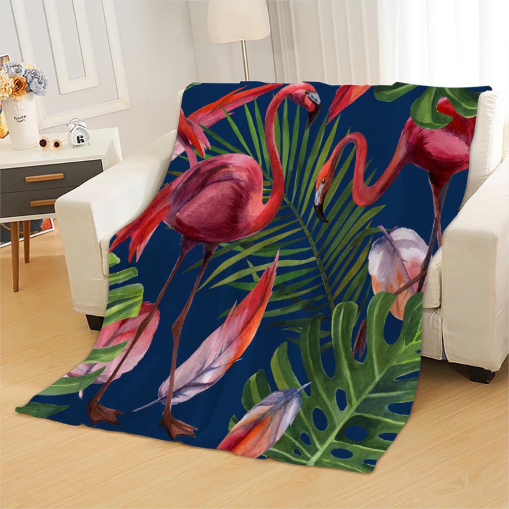 Couverture Tropicales Palmier Feuilles Enfant Garcon Fille,Couverture Polaire Epaisse Hiver Chaude Doux Été Camping,Flanelle Flamant 3D Plaids,Couverture Lit 1 Personne 180X200,B4