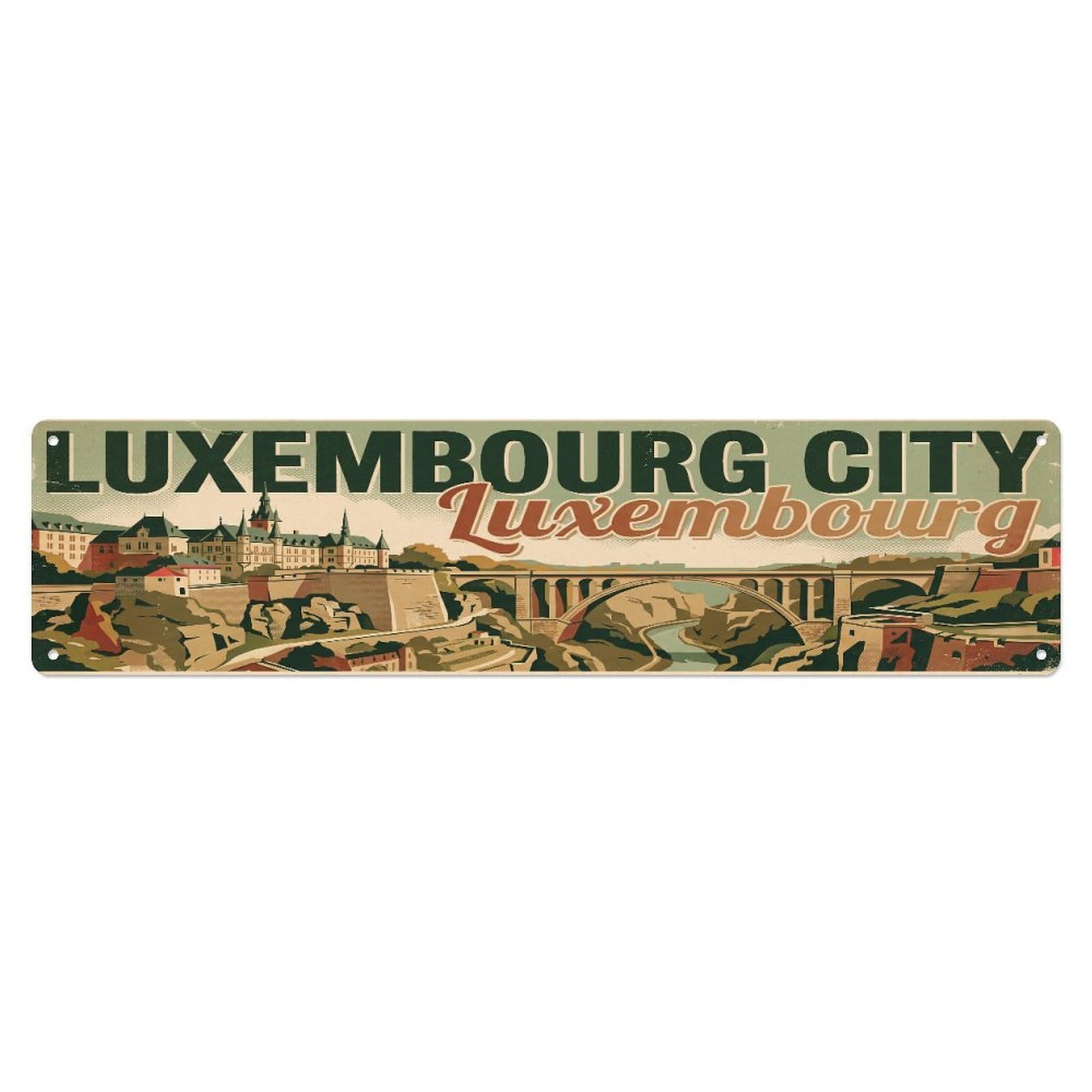 Tgrcjimh Style Metal Tin Sign Vintage Travel Luxembourg City