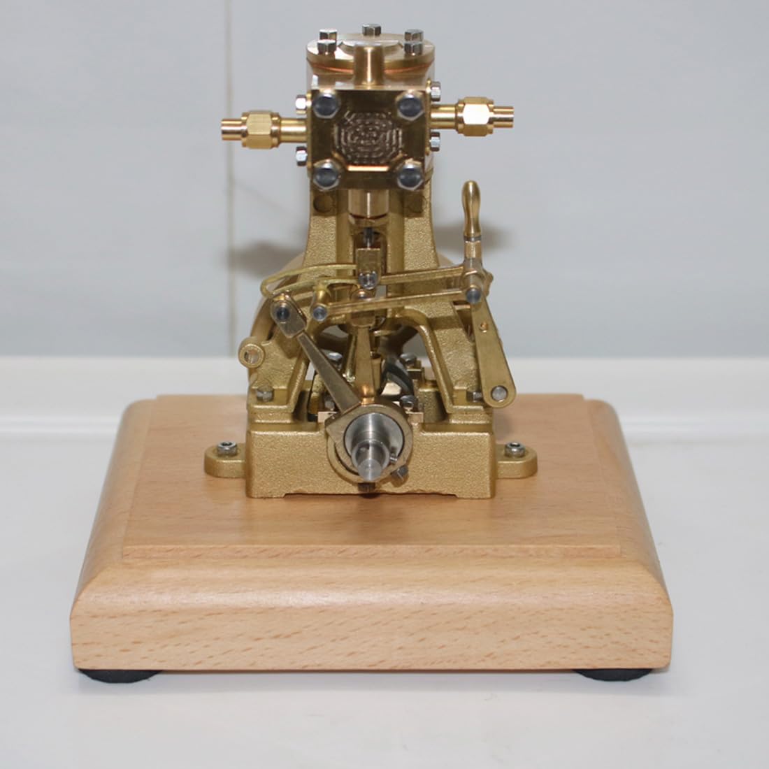 TechnixLabz Mini-Vintage-Messing-Vertikal-Einzylinder-Hubkolben-Dampfmaschine (mit Untersetzungsgetriebe), Eingebauter Kessel, Hohe Funktionsfähigkeit, Hilft Beim Verständnis Mechanischer Prinzipien
