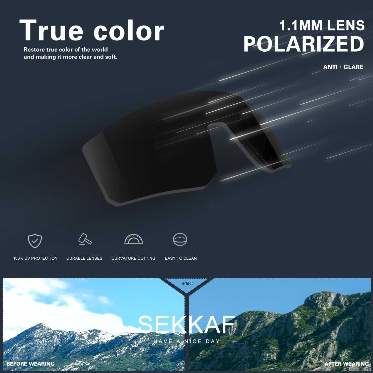 SEKKAF Gafas de sol polarizadas para hombres y mujeres, gafas de sol deportivas para correr, béisbol, conducción, pesca, ciclismo, protección UV400