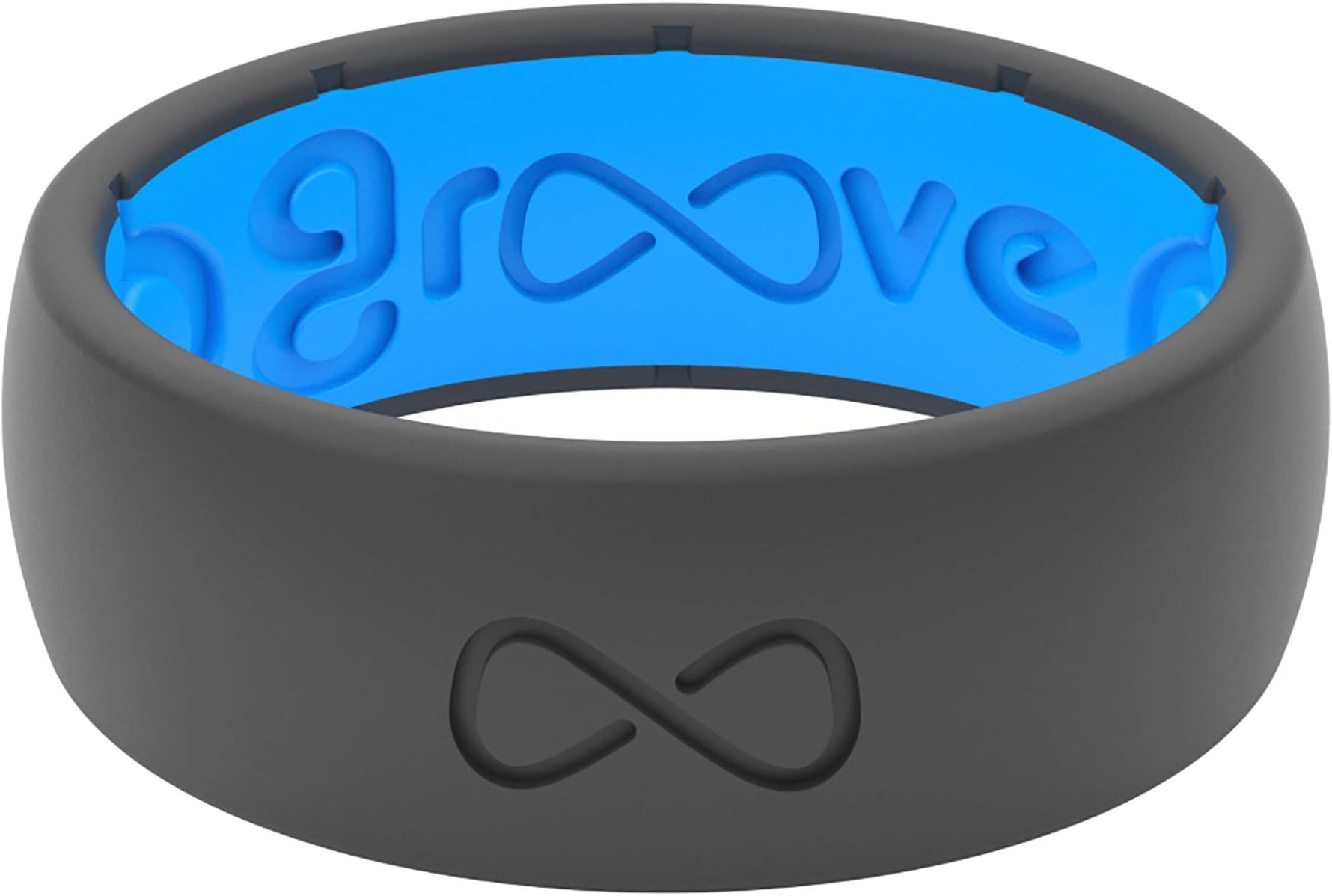 GROOVE LIFE - Silicone Ring For Men and Women Wedding or Engagement Rubber Band with Lifetime Coverage, Breathable Grooves, Comfort Fit, and Durability - Original Solid Deep Stone Grey Size 9