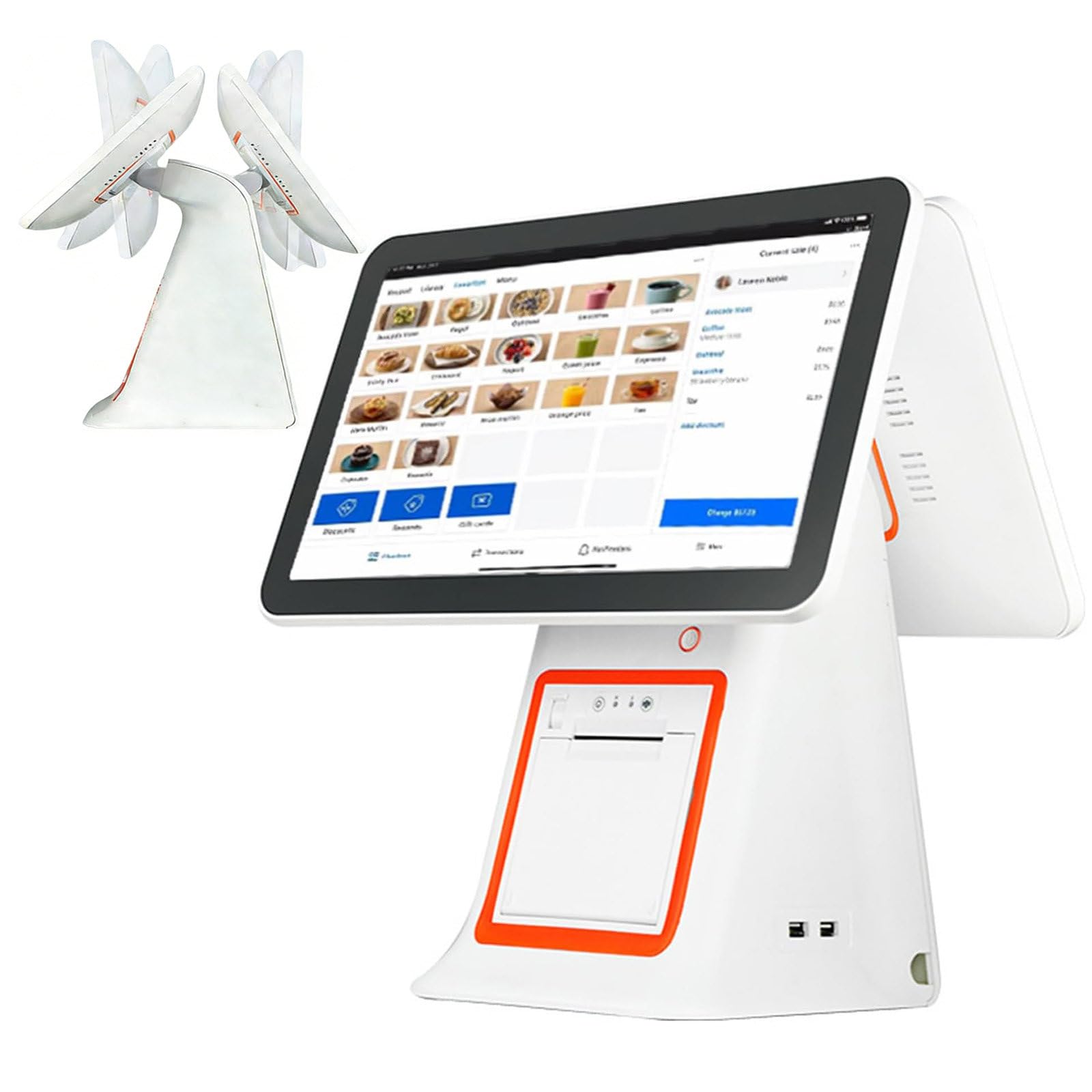 Caja Registradora Tpv Todo En Uno con Pantalla Táctil, para Comercios Y Restaurantes | Caja Registradora Inteligente Todo En Uno,con Pantalla Táctil Dual de 15,6 Pulgadas White