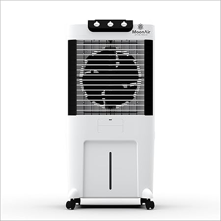 MoonAir Plastic Diamond 100 L Desert Air Cooler For Home, 5 Fin Power Flow Blade With Auto Swing, 4-Way Air Deflection and Powerful Air Throw With High-Density Honeycomb pads, Air Cooler, Desert Air Cooler, Air Cooler For Home; Black & White