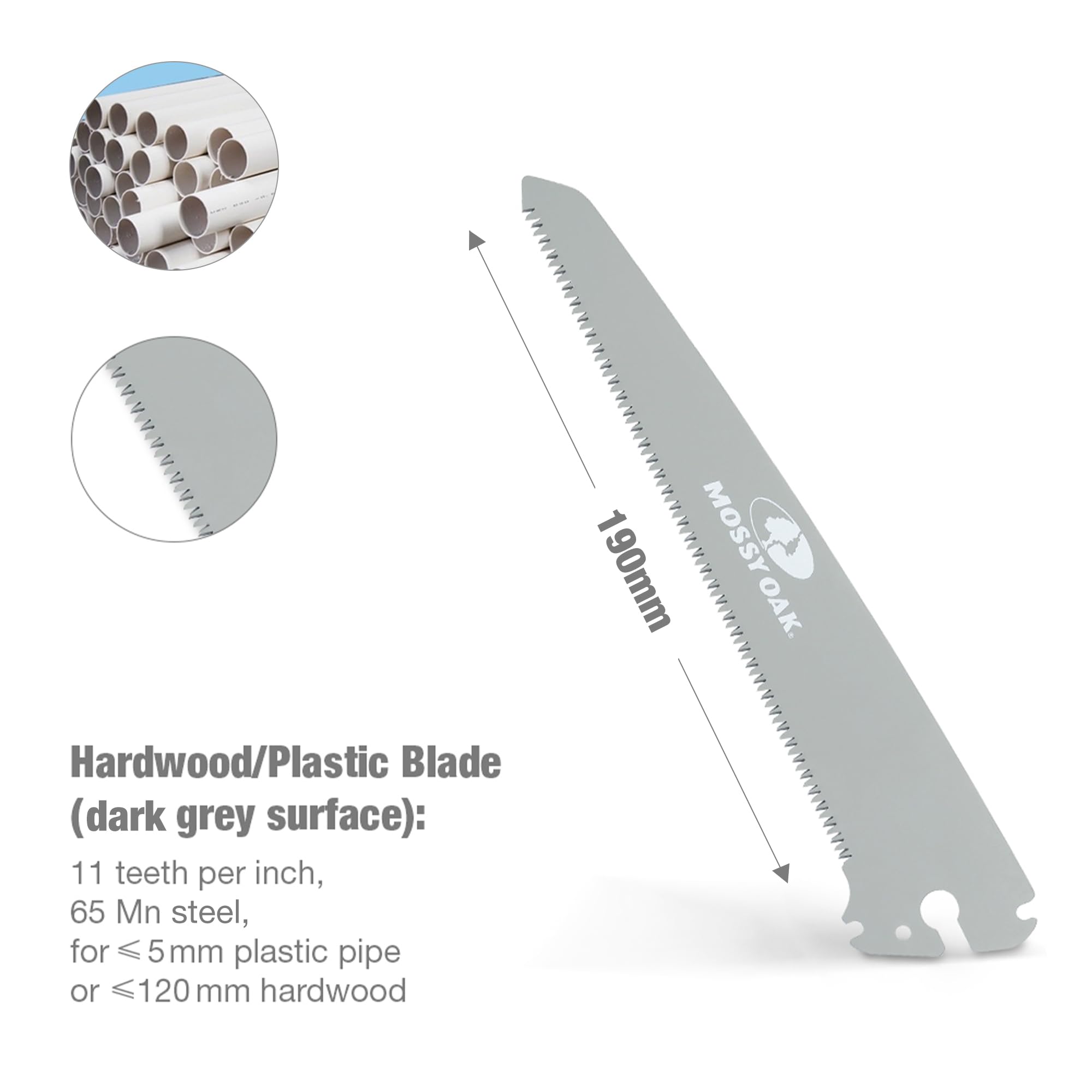 Mossy Oak 6-Piece Saw Blade Set, Replacement Blades for Mossy Oak 3-in-1 Hand Saw, 190 mm Saw Blades Set - Image 2