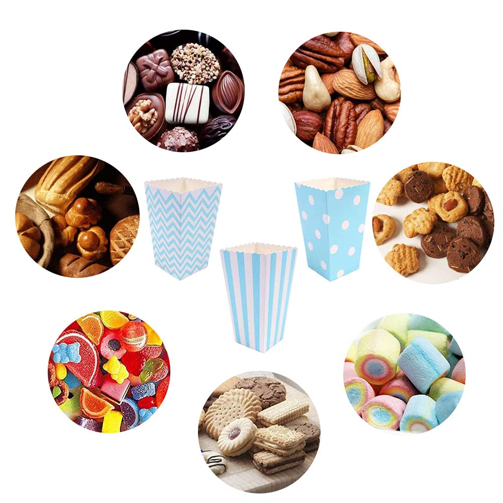Popcorn Boîtes,Sacs De Pop-Corn,36PCS Boite Pop Corn,Boîtes de Popcorn,Boîtes à Pop-Corn pour Les Collations de Fête,Les Bonbons (bleu)