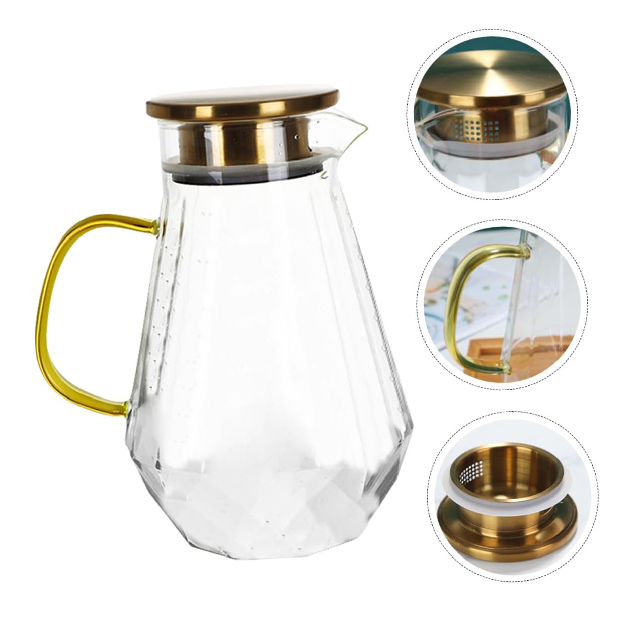 OUNONA Brocca in Vetro per Bevande Fredde Decorativa Cucina Ampia Capacità per Acqua Tè Freddo e Succhi di Frutta Robusto e Durevole