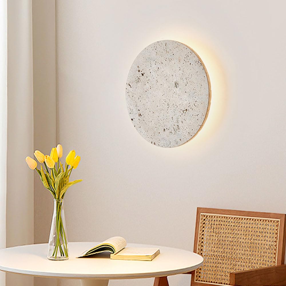 Lampada Da Parete In Travertino Giallo Con Sorgente Luminosa