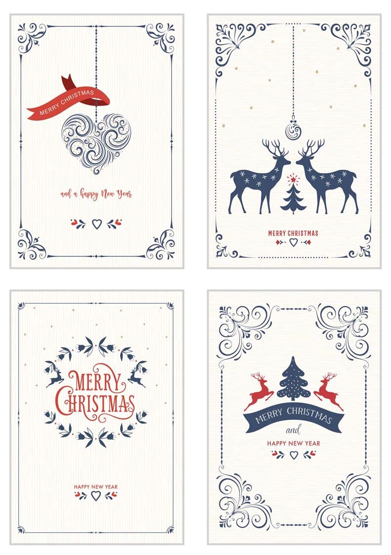 VP2404 Weihnachtskarten-Set – 20 Karten, 4 Designs, Inkl. Umschläge, 12,7x17,8 Cm