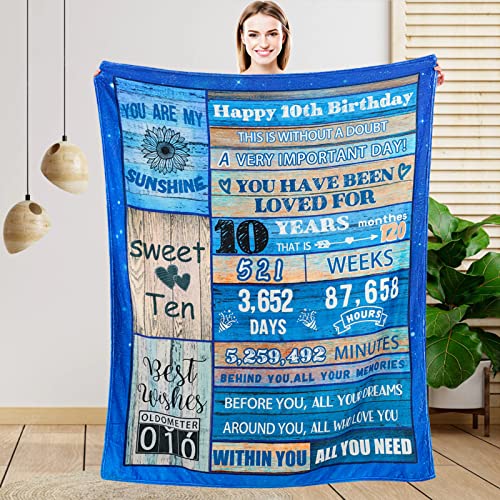 EFINLUKY Idée cadeau pour 10e anniversaire pour fille et garçon - Couverture de 10e anniversaire pour garçons - Couverture de 10e anniversaire pour garçons - 152,4 x 127 cm