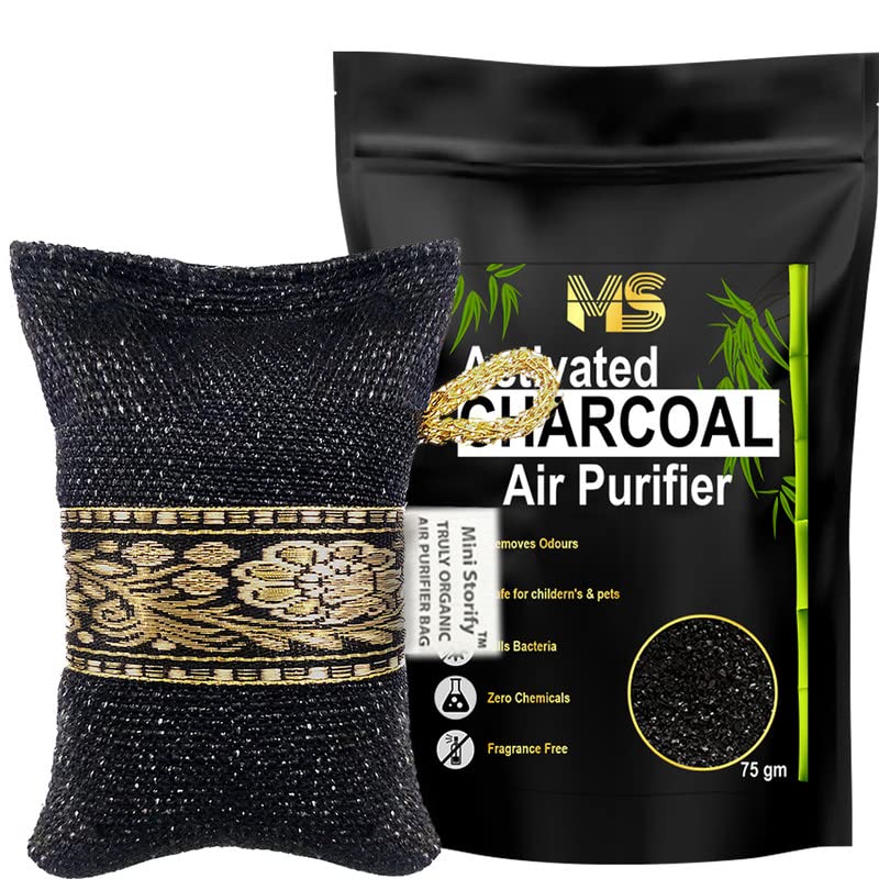 Mini Storify β Non Electric Activated Charcoal Air Purifier Bag β 75g β Natural Odor Remover & Deodorizer β Organic Air Freshener Bags for Shoe Rack, Car, Kitchen