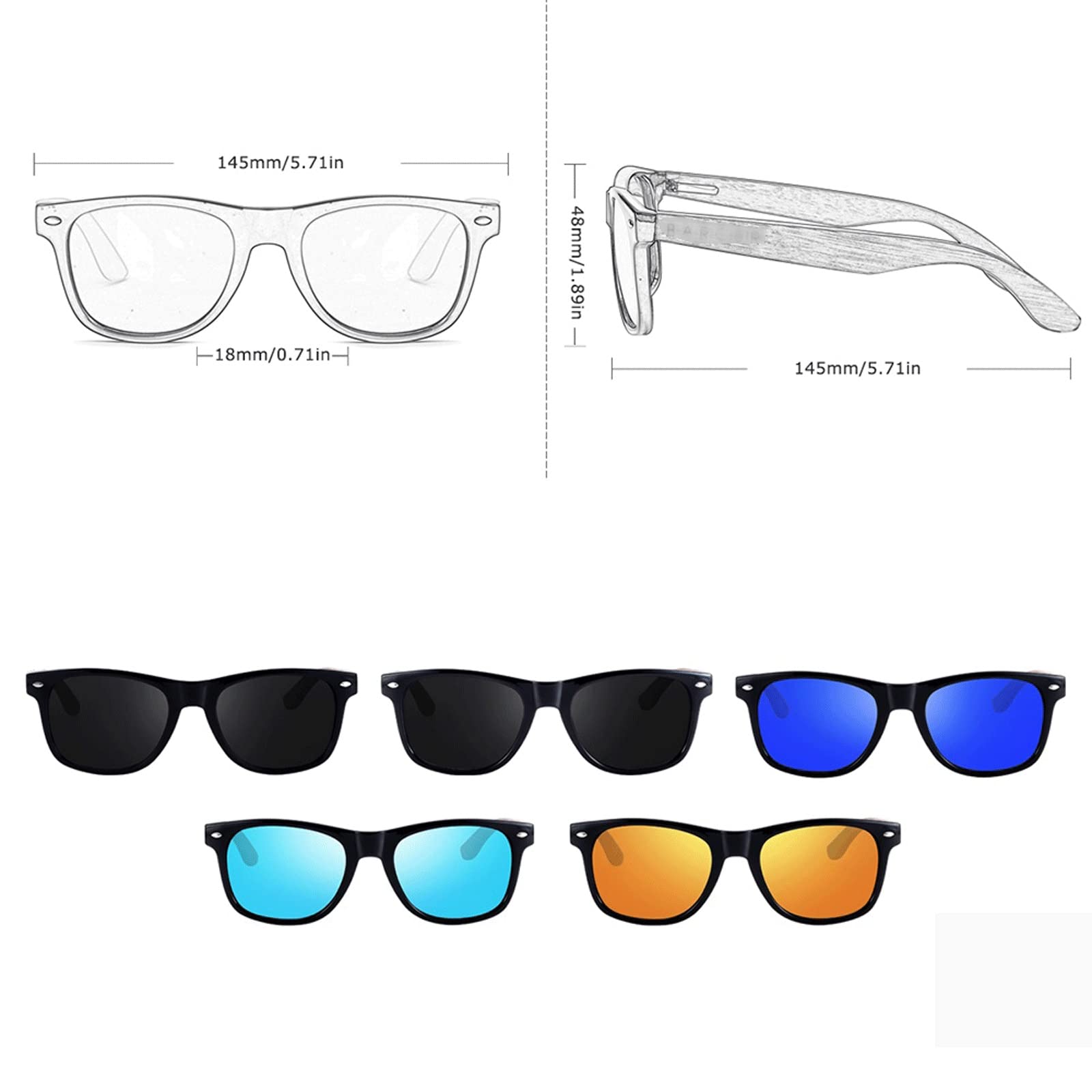 DieffematicMJ Okulary przeciwsłoneczne Czarne okulary przeciwsłoneczne Drewno Drewno Spolaryzowane okulary męskie Okulary męskie Okulary ochronne Oryginalne drewniane pudełko (Color : C)