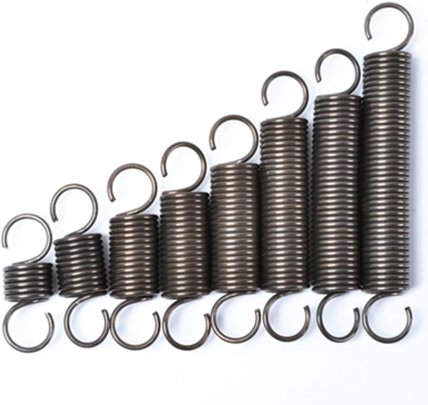 Extension spring, 2 Pcs Dual Hook Tension Spring, .5 x 26 450mm, Wire Diameter .5mm, OD 26mm, Free Length, Steel, S-Shaped Double(2.5 x 26 x 80mm)