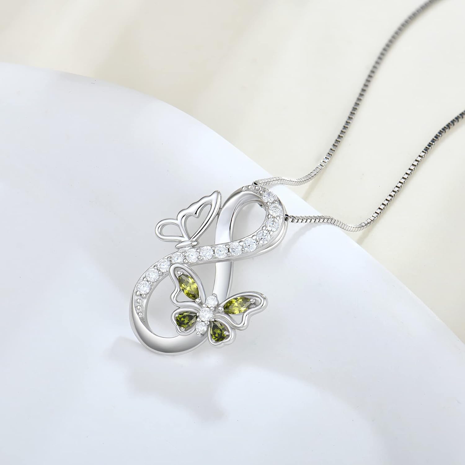 Infinity Butterfly Necklace for Women 925 Sterling Silver Birthstone Pendant Necklace Birthstone Jewelry for Her