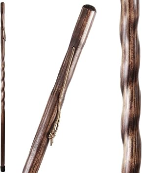 Brazos Handcrafted Wood Walking Stick, Twisted Pine, Trekker Style Handle, for Men & Women, Made in The USA, 55"