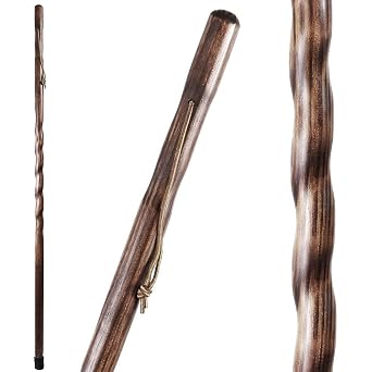 Brazos 55" Twisted Trail Blazer Handcrafted Walking Stick, Brown, Made in The USA Pack of 4